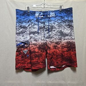 Columbia Swim Shorts Mens Size 40 Red White Blue PFG Bottle Opener Pockets
